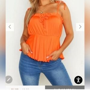 Boohoo 18 PLUS RIB RUCHED BUST TIE SHOULDER CAMI TOP